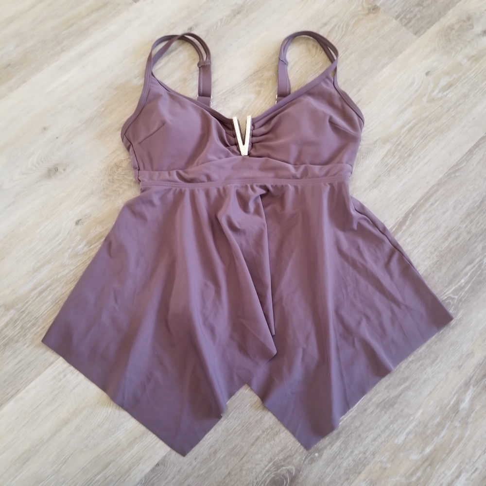 NWT Aidonger Mauve Tankini Swim Top Size Small